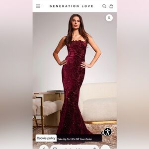 Generation Love  Burgundy Lace Strapless Dress Sz 00